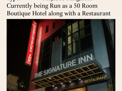 Majestic Bangalore 50 Room Boutique Hotel along with a Restaurant