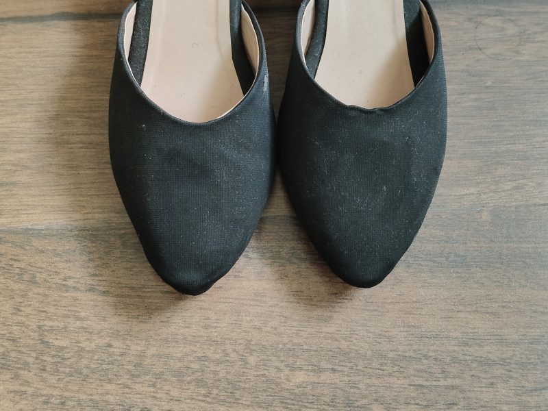 Black matte finish satin heels