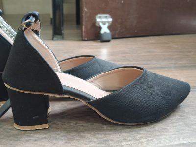 Black matte finish satin heels