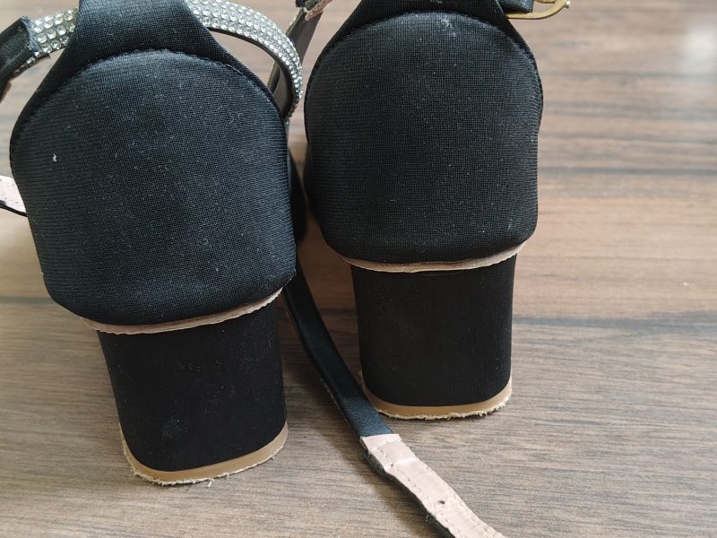 Black matte finish satin heels