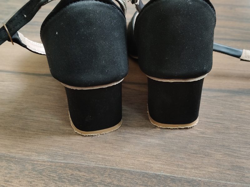 Black matte finish satin heels